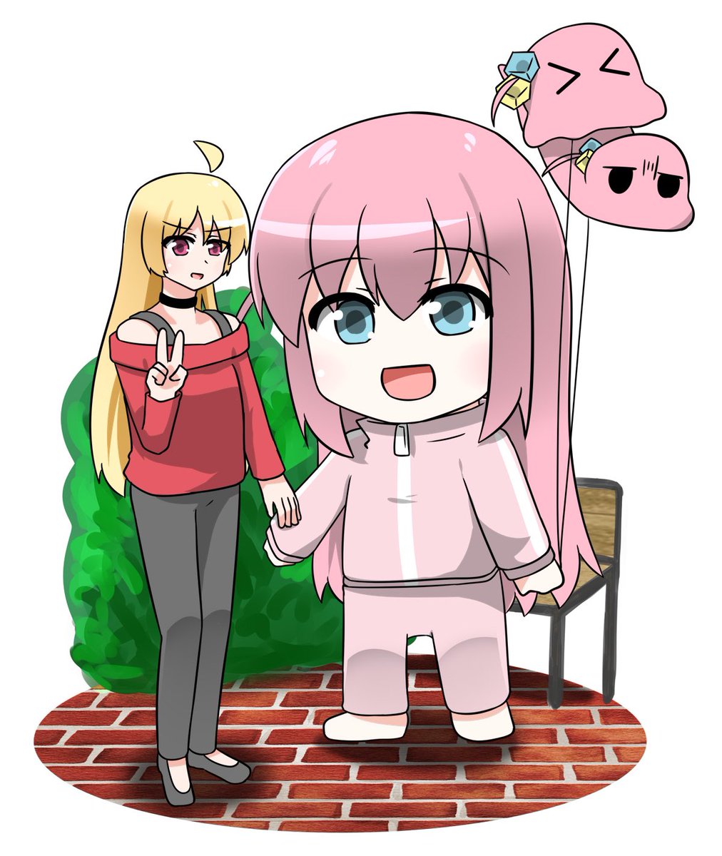 後藤ひとり ,伊地知虹夏 「着ぐるみぼっちと触れ合う夢 」|シオトのイラスト