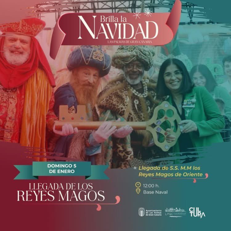 LpaCultura's tweet photo. 📣 LOS REYES MAGOS LLEGAN A LA BASE NAVAL

📣 LA RECEPCIÓN REAL ES DE ACCESO LIBRE Y GRATUITO. NO REQUIERE ENTRADA

𝓜𝓮𝓵𝓬𝓱𝓸𝓻, 𝓖𝓪𝓼𝓹𝓪𝓻 𝔂 𝓑𝓪𝓵𝓽𝓪𝓼𝓪𝓻 desembarcarán el domingo 5 de enero a las 12:00 horas. https://t.co/OfYpBlBvYw
