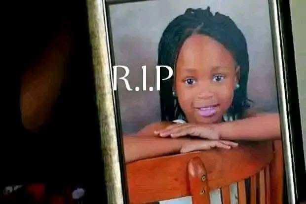 MbazimaThomason's tweet image. A six-year-old girl, Inathi Mhlahlo, was brutally raped and murdered in Mdantsane, South Africa. Her half-naked body was found in bushes near her home, with a stab wound near her neck, just five hours after she disappeared while buying sweets and chips
