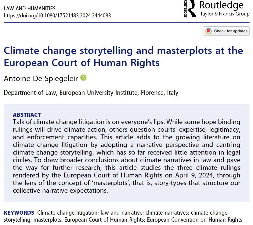 Law and Humanities Journal (@law_humanities) on Twitter photo What sorts of stories should we be telling about climate change? New article by @antoine_despi examines key cases through the critical lens of stories, narratives, and 'masterplots' <a href="/EUI_EU/">European University Institute</a>... What sorts of stories should we be telling about climate change? New article by @antoine_despi examines key cases through the critical lens of stories, narratives, and 'masterplots' <a href="/EUI_EU/">European University Institute</a>...