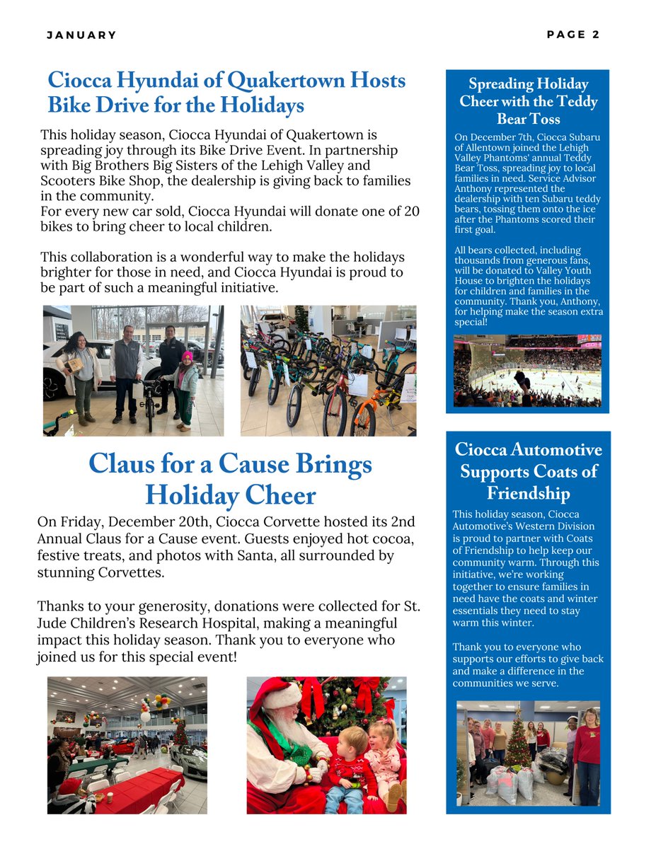 CioccaSubaru's tweet photo. Stay in the know with @CioccaAutomotive! 🚗✨

The January 2025 edition of Ciocca Happenings is here—start the new year with the latest updates, achievements, and opportunities across our growing family.

#CioccaOnSocial #Community #Newsletter #Donations #ApplyNow #Hiring https://t.co/MJYOQgmSJ3