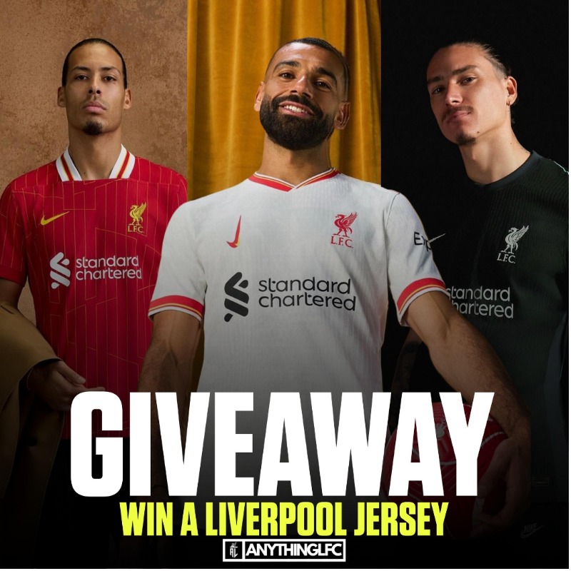 AnythingLFC_'s tweet photo. If Liverpool beat Manchester United &amp; Mohamed Salah scores first we will giveaway a Liverpool jersey of your choice 🔴

All you got to do is:

1) Follow @anythinglfc_ ✅
2) RT this post ♻️
3) Leave your score prediction ⬇️

Winner announced after the game if won #lfc