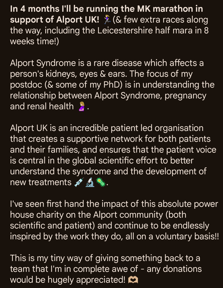 lornakmilne's tweet image. In 4 months time I'm running my first ever marathon & fundraising for @alportuk, a patient led charity that works on a voluntary basis & ensures the patient voice is at the heart of research🫶🏼 any donations would be appreciated ➡️ shorturl.at/20d8S