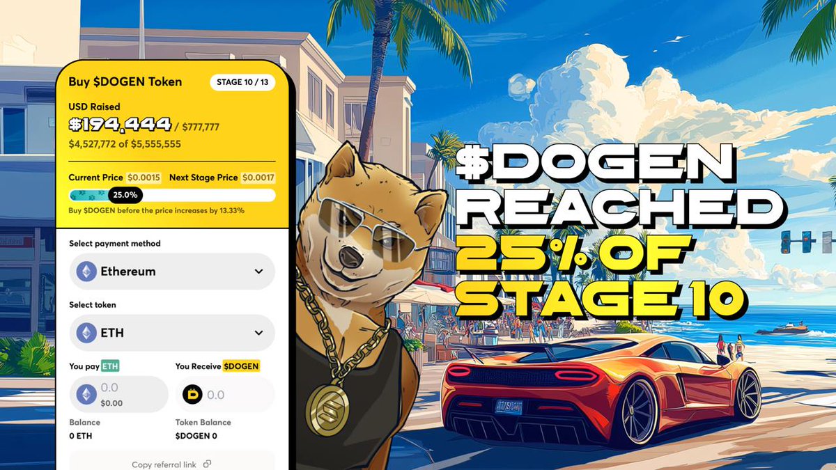 ATTENTION, DOGEN PACK 🐺🐺🐺
DOGEN has reached 25% of Presale Stage 10!⚠️⚠️⚠️
Stage 10 is THE LAST “BIG” PRESALE STAGE!⏳
Get $DOGEN for the low-low: dogen.meme