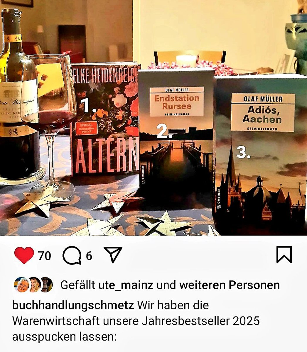 Olaf MÜLLER (@rurschatten) on Twitter photo Zwei Jahresbestseller. Noch vor #Merkel und #Carolinewahl. Immerhin. Das fängt das Jahr gut an. #Bestselller #Jahresbestseller
<a href="/GmeinerVerlag/">Gmeiner-Verlag</a> Zwei Jahresbestseller. Noch vor #Merkel und #Carolinewahl. Immerhin. Das fängt das Jahr gut an. #Bestselller #Jahresbestseller
<a href="/GmeinerVerlag/">Gmeiner-Verlag</a>