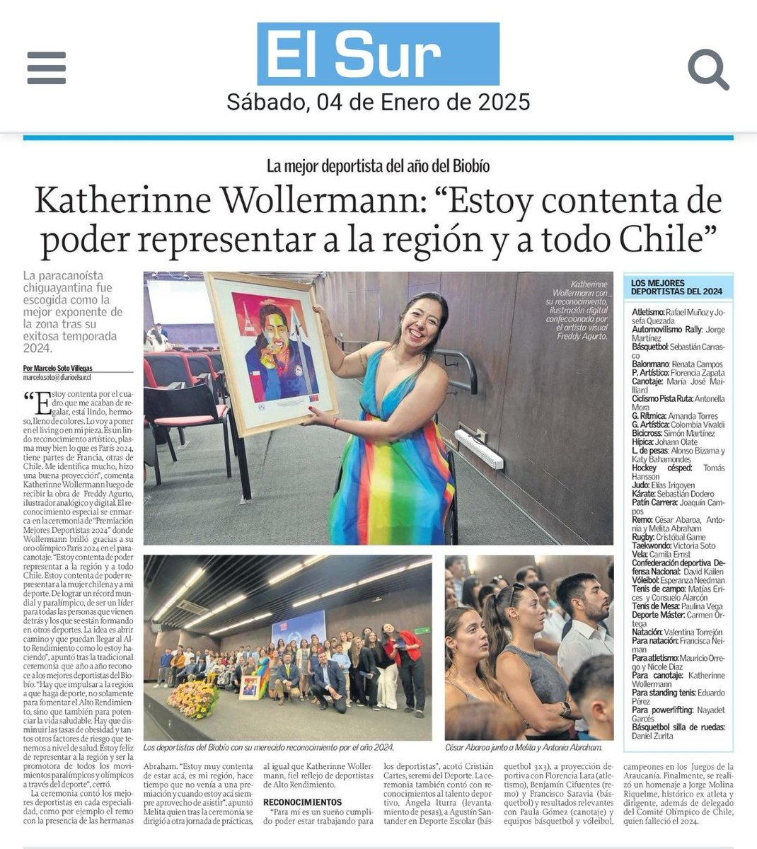 Este reconocimiento es más que merecido y, sin duda, se suma a su legado en el deporte de alto rendimiento en Chile, pero sobre todo de Chiguayante. Es un honor ser testigo de su camino, y estoy seguro de que continuará inspirando a futuras generaciones con su pasión y dedicación