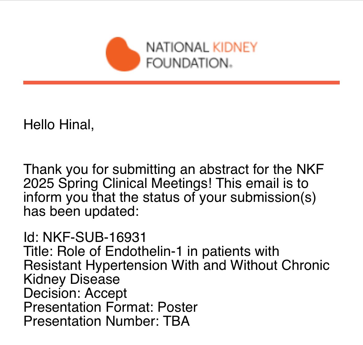 Hinal Rathi, DO (@hinalrathi) on Twitter photo Extremely excited!! Accepted for a poster presentation at the National Kidney Foundation 2025 Spring Clinical Meetings! Honored and humbled! ๐ <a href="/nkf/">National Kidney Foundation</a> <a href="/UAB_NRTC/">UAB Nephrology</a> <a href="/uabmedicine/">UAB Medicine</a> <a href="/DrDudenbostel/">Tanja Dudenbostel, MD, FASH, FAHA</a> <a href="/Carmendemigue12/">Carmen De Miguel, PhD, MS, FAHA</a> Extremely excited!! Accepted for a poster presentation at the National Kidney Foundation 2025 Spring Clinical Meetings! Honored and humbled! ๐ <a href="/nkf/">National Kidney Foundation</a> <a href="/UAB_NRTC/">UAB Nephrology</a> <a href="/uabmedicine/">UAB Medicine</a> <a href="/DrDudenbostel/">Tanja Dudenbostel, MD, FASH, FAHA</a> <a href="/Carmendemigue12/">Carmen De Miguel, PhD, MS, FAHA</a>