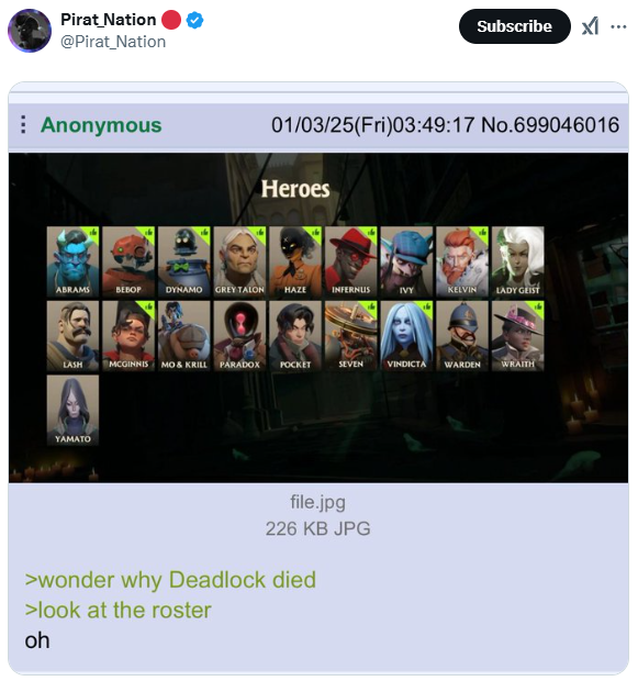 Deadlock Intel tweet media