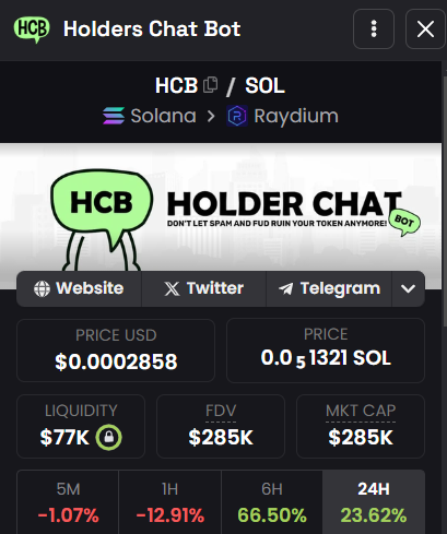 $HCB | @HoldersChatBot 
Imagine a Telegram group that’s completely free from FUD, scammers, spammy bots, and... well, you know, the shady stuff. Say hello to THE ULTIMATE SHIELD! 💪

This genius bot locks down the chat, only letting in people or bots holding a certain amount of