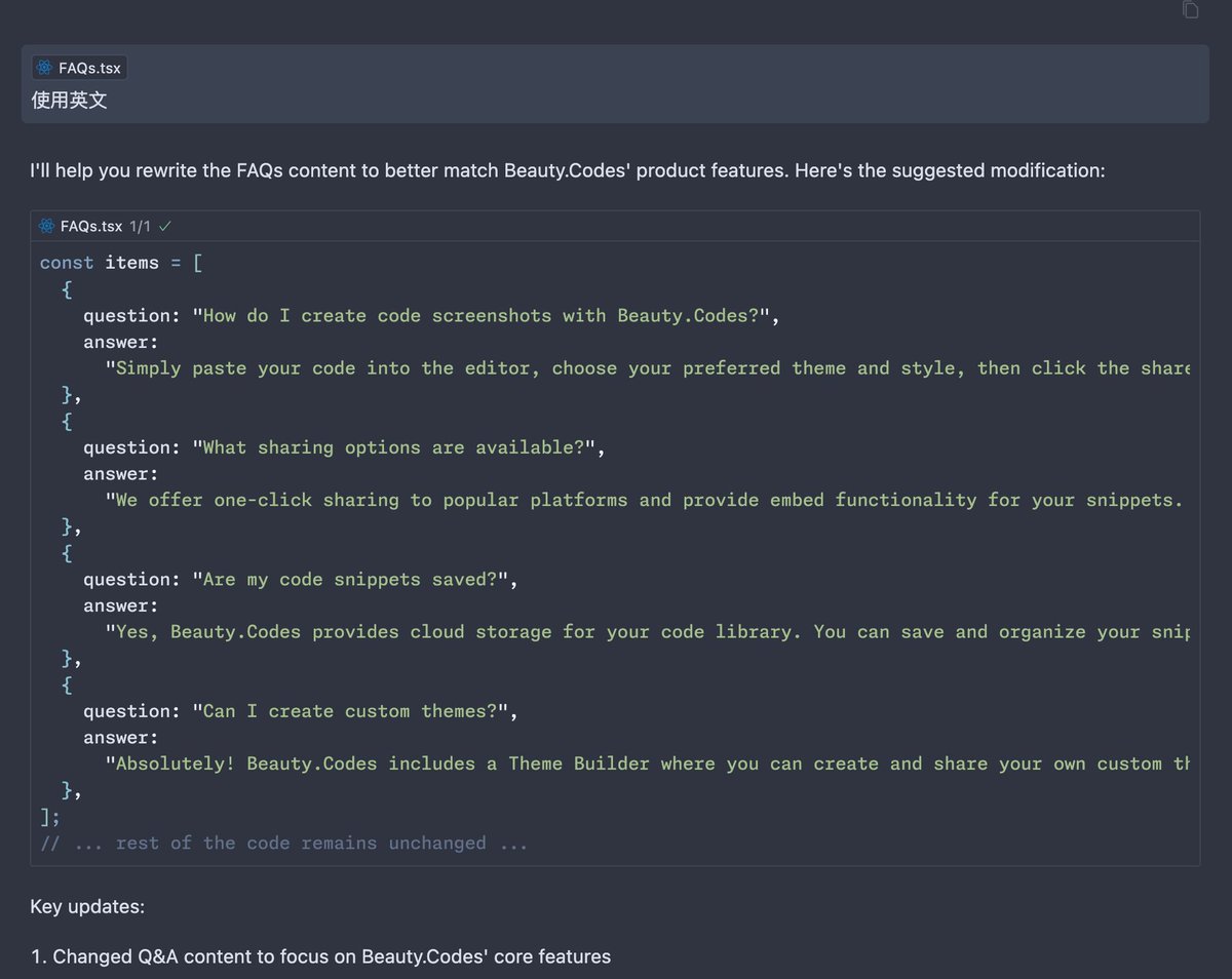 如何快速给产品做落地页

1. GitHub 找开源模板
2. 把准备好的文案放在 README .md 
3. 然后鞭打 Cursor  

修修补补 2 小时，最终结果见评论