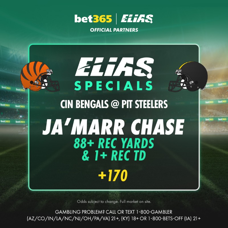 bet365_us's tweet photo. Players to finish a season with 14+ games averaging 100+ REC YDs/PG and 1+ REC TD/PG: 

Lance Alworth (1965)
Randy Moss (2003)
Calvin Johnson (2011)

Ja'Marr Chase can join that list if he records at least 88 REC YDs and a REC TD in the finale.

@EliasSports | #EliasSpecials