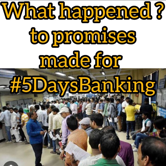 बंजारा कवि 💙 (@ramshankarsingh) on Twitter photo Respected
<a href="/PMOIndia/">PMO India</a>
<a href="/FinMinIndia/">Ministry of Finance</a>
<a href="/ChVenkatachalam/">CH VENKATACHALAM</a>
<a href="/rupamsmail/">Rupam Roy</a>
Were your promises of #5DaysBanking false made to Bankers ?
Today is non-working Saturday for RBI, LIC, SEBI, PFRDA, Central & State Government, DFS, NABARD, etc.
However, Bankers still waiting for same since long. Respected
<a href="/PMOIndia/">PMO India</a>
<a href="/FinMinIndia/">Ministry of Finance</a>
<a href="/ChVenkatachalam/">CH VENKATACHALAM</a>
<a href="/rupamsmail/">Rupam Roy</a>
Were your promises of #5DaysBanking false made to Bankers ?
Today is non-working Saturday for RBI, LIC, SEBI, PFRDA, Central & State Government, DFS, NABARD, etc.
However, Bankers still waiting for same since long.