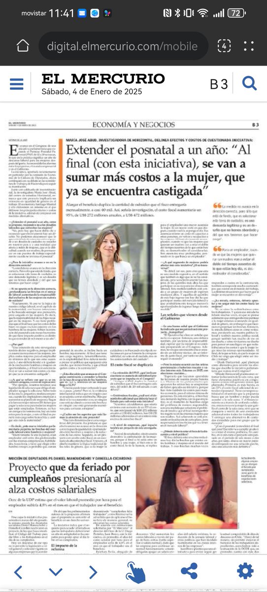 Con 19 puntos porcentuales menos de participación en el mercado laboral q los hombres, un año de pos natal profundizaría la brecha. Hay q poner los recursos en el cuidado infantil y la coresponsabilidad de los padres, no en dificultar participación laboral de las mujeres