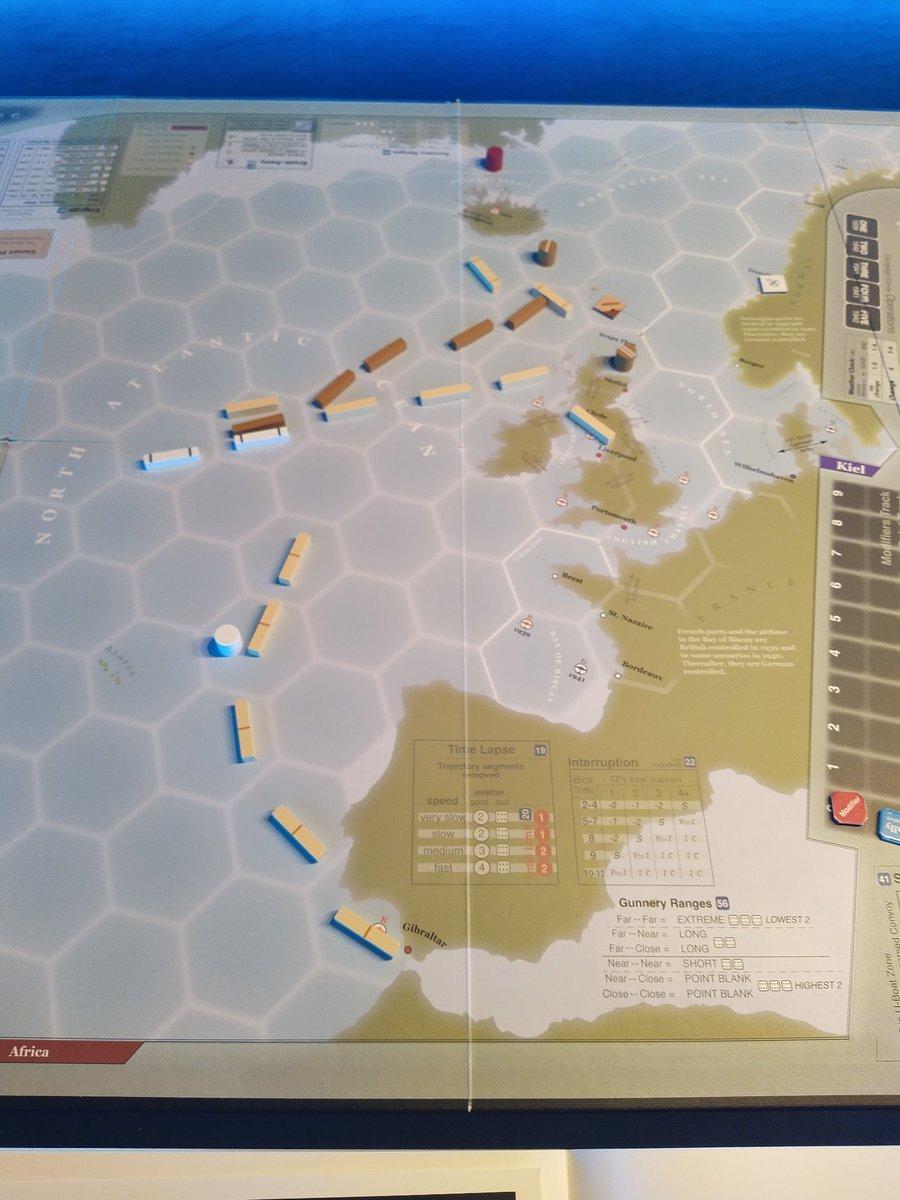 A lot going on at the Atlantic Chase Solo scenario B4: Decision at sea from <a href="/gmtgames/">GMT Games</a> 
Interesting to see this 😺 and 🐭 game.