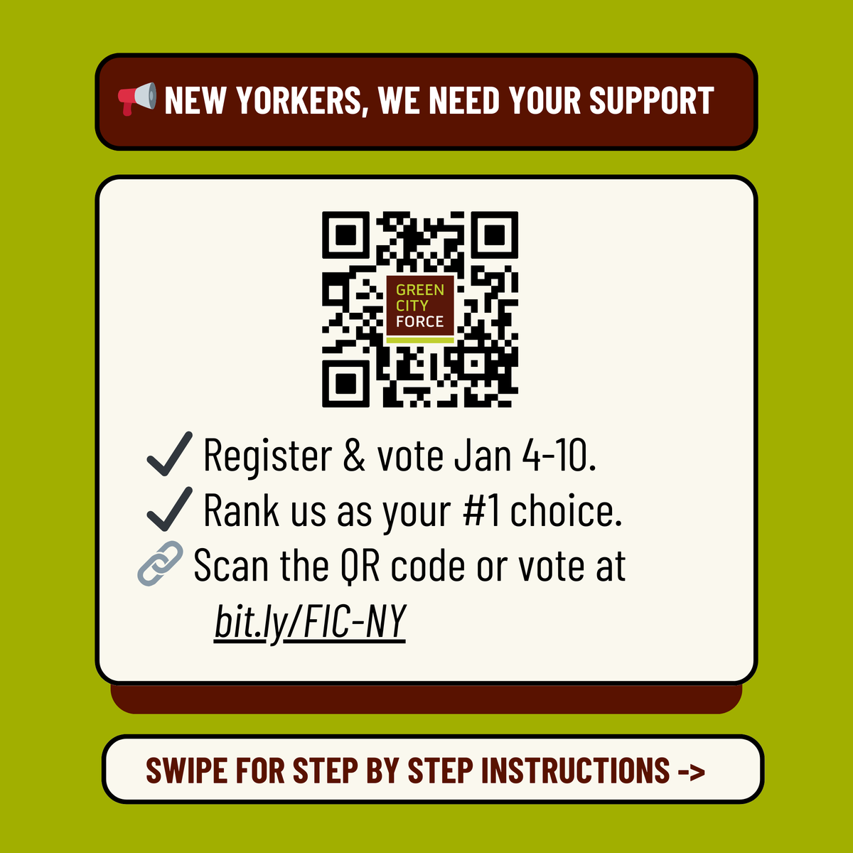 GreenCityForce's tweet photo. 📢 We’re nominated for a $75K grant! Your vote can help us advance environmental justice in NY!
🔗 Register &amp; vote (Jan 4-10): https://t.co/748FKNU4L3
✔️ Rank us #1! https://t.co/2kpH3Ncj70