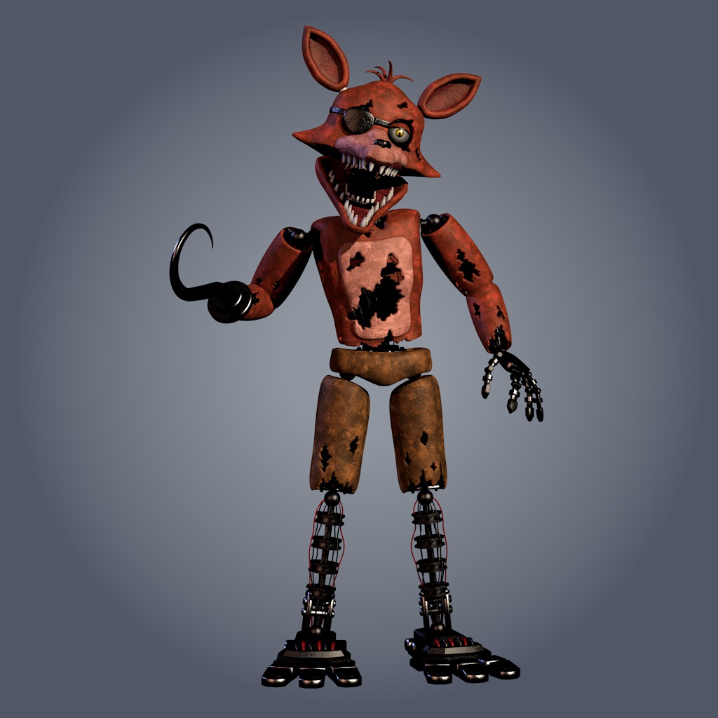 Foxy is ready. Also I made a damaged version too. #FNAF #C4D #Modeling