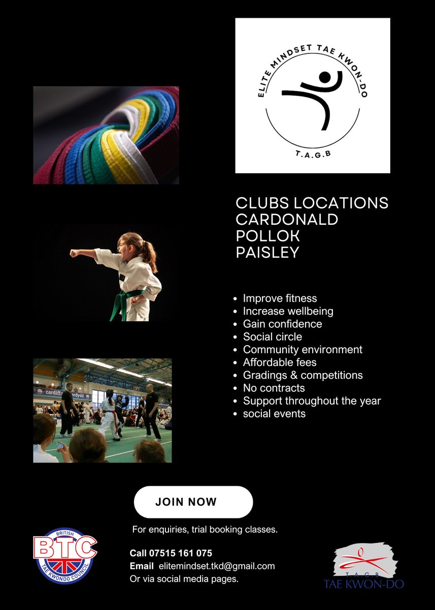 Elite MindSet Tae kwon-do (@elitemindsettkd) on Twitter photo Classes starting back this week. <a href="/ASGRosshall/">SJ McGeown</a> <a href="/ASGHillpark/">Stephen Thomson</a> <a href="/Glasgow_Sport/">Glasgow Sport</a> <a href="/DofEGlasgow/">DofEGlasgow</a> <a href="/PEPASSGlasgow/">PEPASS Glasgow</a> <a href="/Mrs_Kinnaird/">Mrs Kinnaird</a> <a href="/ASGStPaulsHigh/">Claire Clark</a> <a href="/ASGLourdes/">Joanne Sinclair</a> Classes starting back this week. <a href="/ASGRosshall/">SJ McGeown</a> <a href="/ASGHillpark/">Stephen Thomson</a> <a href="/Glasgow_Sport/">Glasgow Sport</a> <a href="/DofEGlasgow/">DofEGlasgow</a> <a href="/PEPASSGlasgow/">PEPASS Glasgow</a> <a href="/Mrs_Kinnaird/">Mrs Kinnaird</a> <a href="/ASGStPaulsHigh/">Claire Clark</a> <a href="/ASGLourdes/">Joanne Sinclair</a>