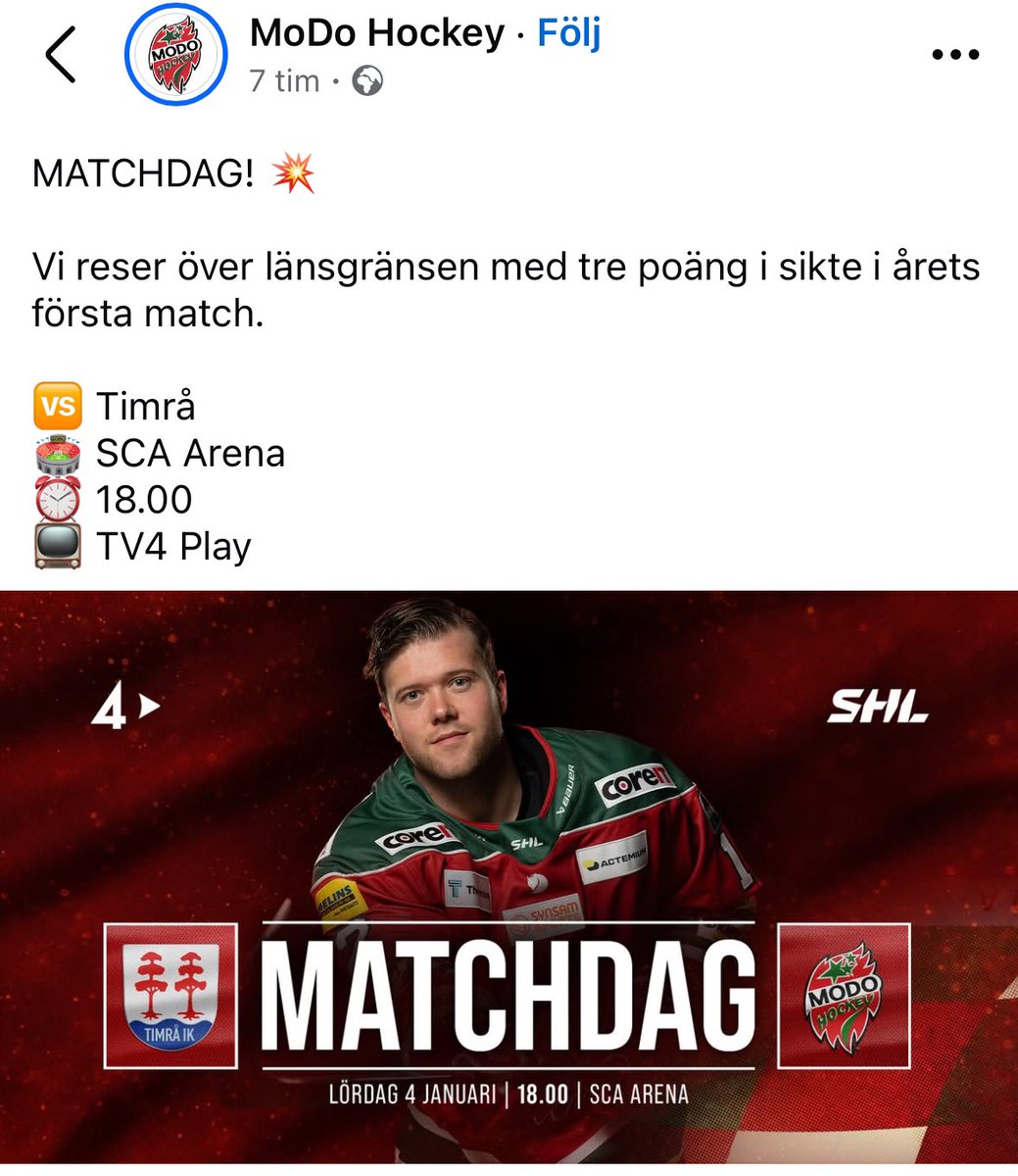 Blir visst inget derby idag. 
modo tänker åka hela vägen över länsgränsen.