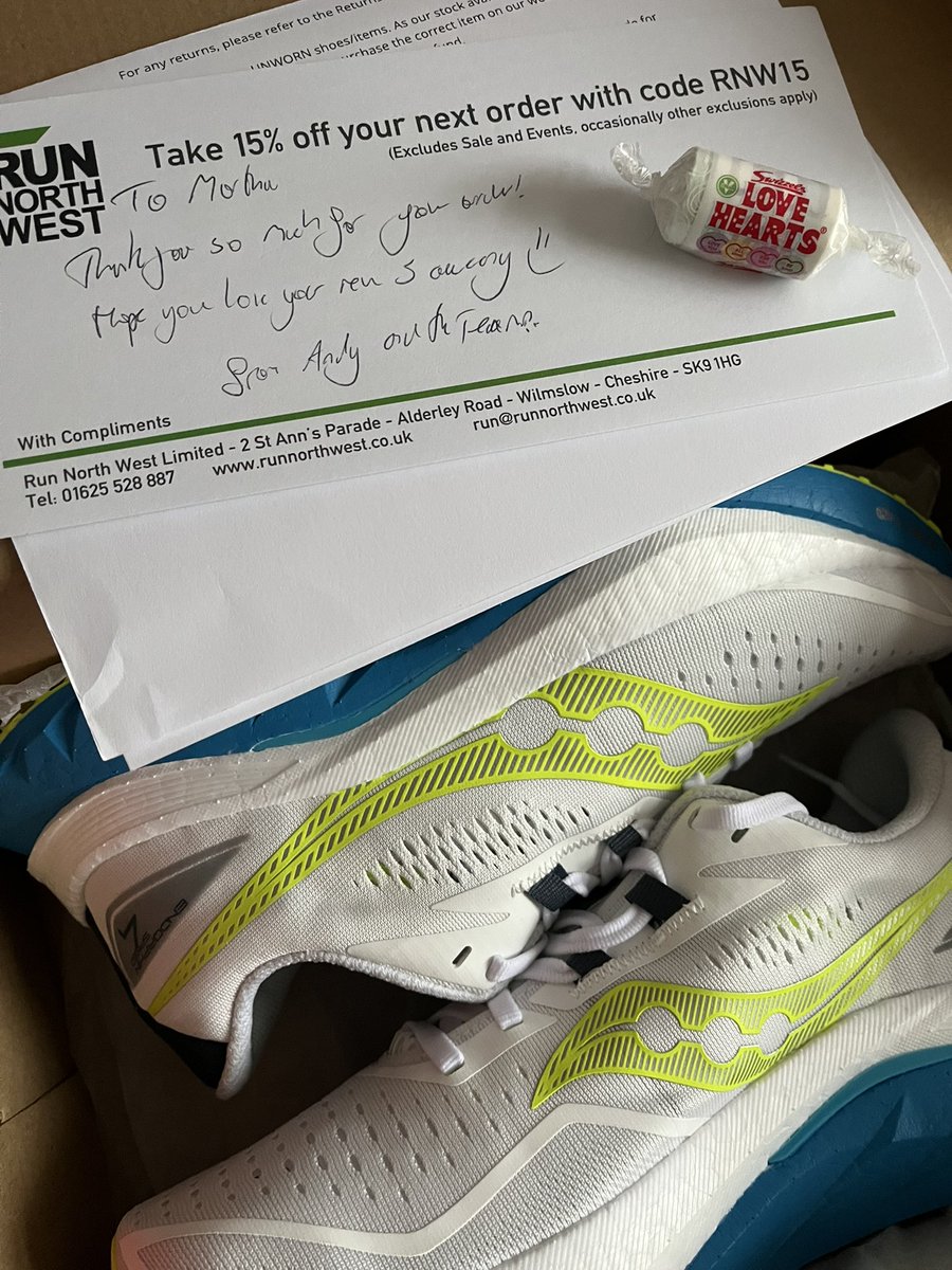Mitten d'Amour (@mittendamour) on Twitter photo It says something when the mercenary glee at having found the exact running show you wanted at £30 off is totally overshadowed by the cute personal note and sweeties in the box. Nicely played <a href="/RunnorthwestRun/">Run North West store & events</a> It says something when the mercenary glee at having found the exact running show you wanted at £30 off is totally overshadowed by the cute personal note and sweeties in the box. Nicely played <a href="/RunnorthwestRun/">Run North West store & events</a>