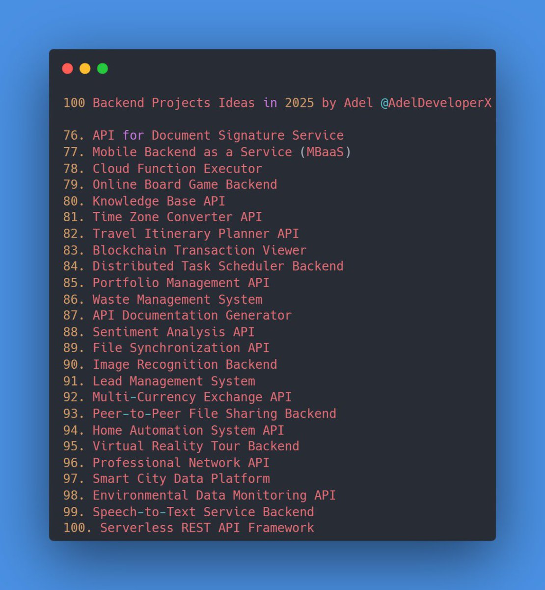 جبتلكم 100 فكرة مشروع لمبرمجين الباك ايند لسنة 2025.