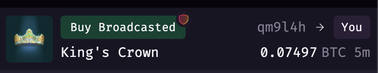 Just picked up the first <a href="/HashlingsBTC/">⚡️Hashlings⚡️</a> crown! 👑

With only 100 crowns in existence, these are super rare.

Soon, having 21 #Hashlings mining with the King unlocks a massive King bonus and electricity reduction!⚡⛏️