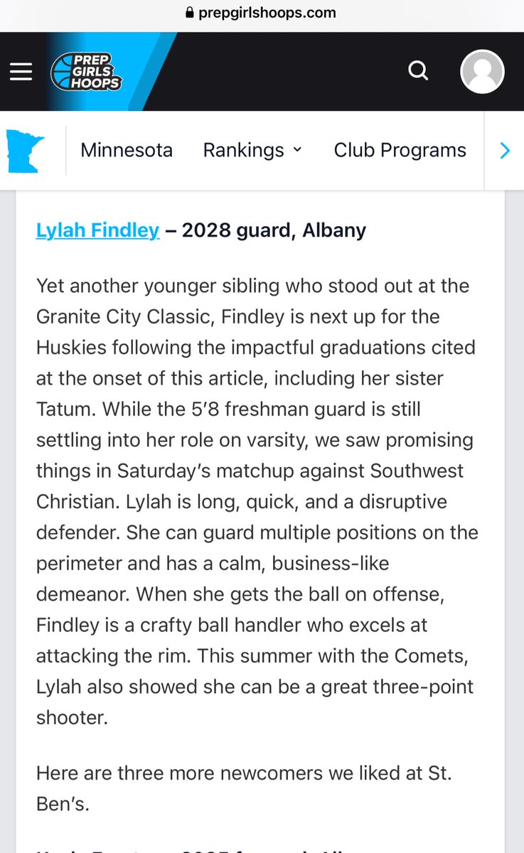 bO_One15's tweet photo. thank you @GMacHoops &amp; @AllyMcGinnis2 for your kind words on @Lylahfindley! 💙🏀🤍 the future is bright for this young lady and couldn’t be prouder 👏🏽 @MNCometsGirls @GirlsHuskies #C4L https://t.co/0OdHUfShNZ