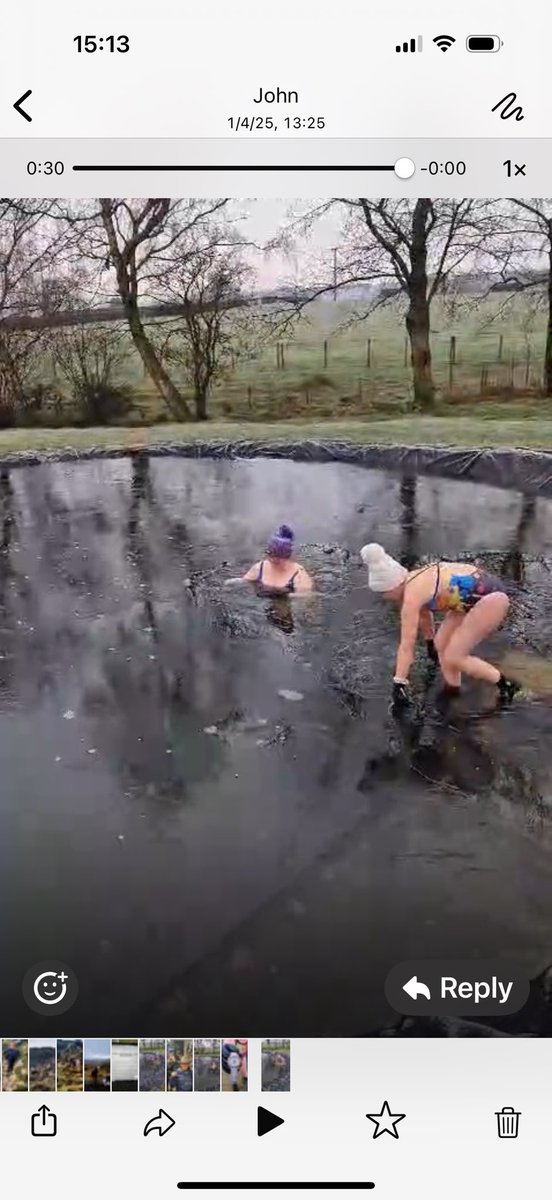 jberesfo's tweet image. Awesome dip in my amazing swim pond this am - balmy (or barmy 😂) 2.5 with ice. Remember tho ‘ peeps, take care around water!