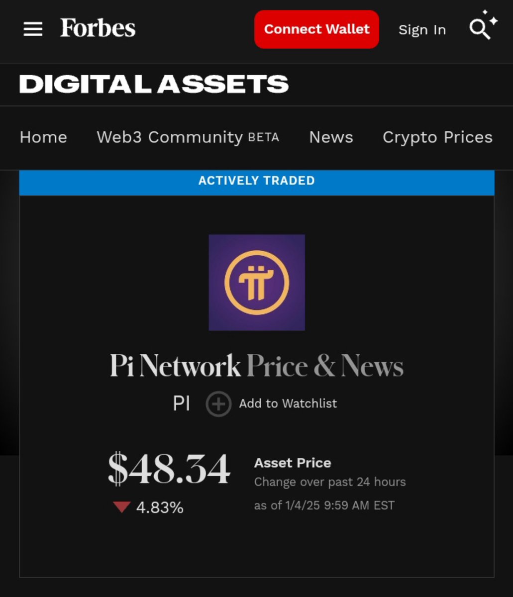 basileuspi's tweet image. Will the Pi Network&apos;s Open Mainnet launch in Q1 2025 propel its price from the $48.54 listed on Forbes to an impressive $314, solidifying its place among top cryptocurrencies, or will it plunge to $3.14, challenging the confidence of its global community?

#pinetwork #pivalue #pi