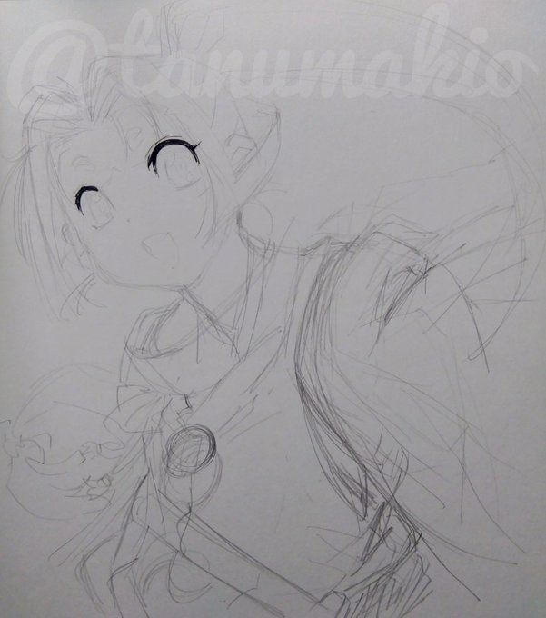 土曜日は何かギャル絵上げだったんですけど、正月ボケ?で忘れてたしもうラクガキのストックが無いので、昨年末コミケでありがとうございますだった色紙イラストの段階画像😅 