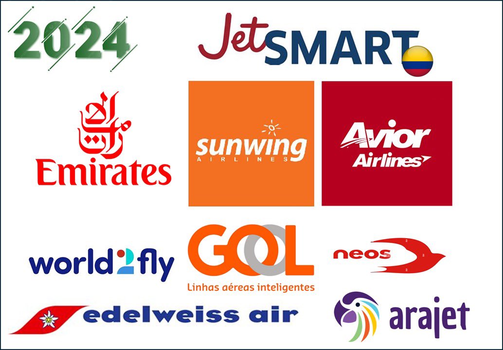AerocivilCol's tweet photo. En 2024 la @AerocivilCol dio la bienvenida a nuevas aerolíneas como Jetsmart Colombia 🇨🇴, Emirates 🇦🇪, Arajet 🇩🇴, Edelweiss🇨🇭, GOL 🇧🇷, Neos 🇮🇹, World2Fly 🇪🇸, Avior Airlines 🇻🇪 y Sunwing Airlines 🇨🇦, ampliando la conectividad para los colombianos y el turismo en #ElPaísDeLaBelleza https://t.co/acAQcMwHG7