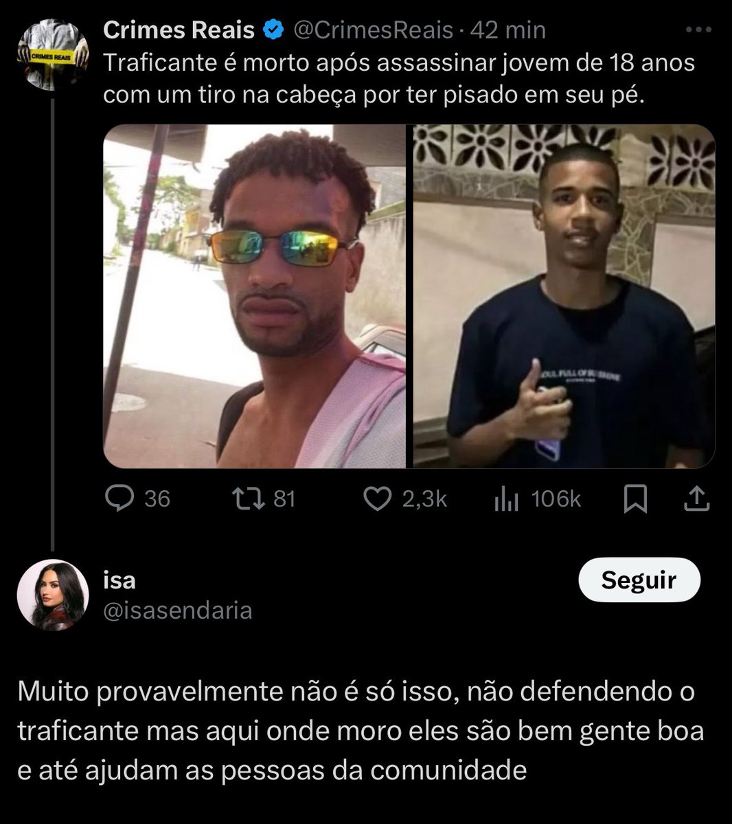 """nao defendendo o traficante"""