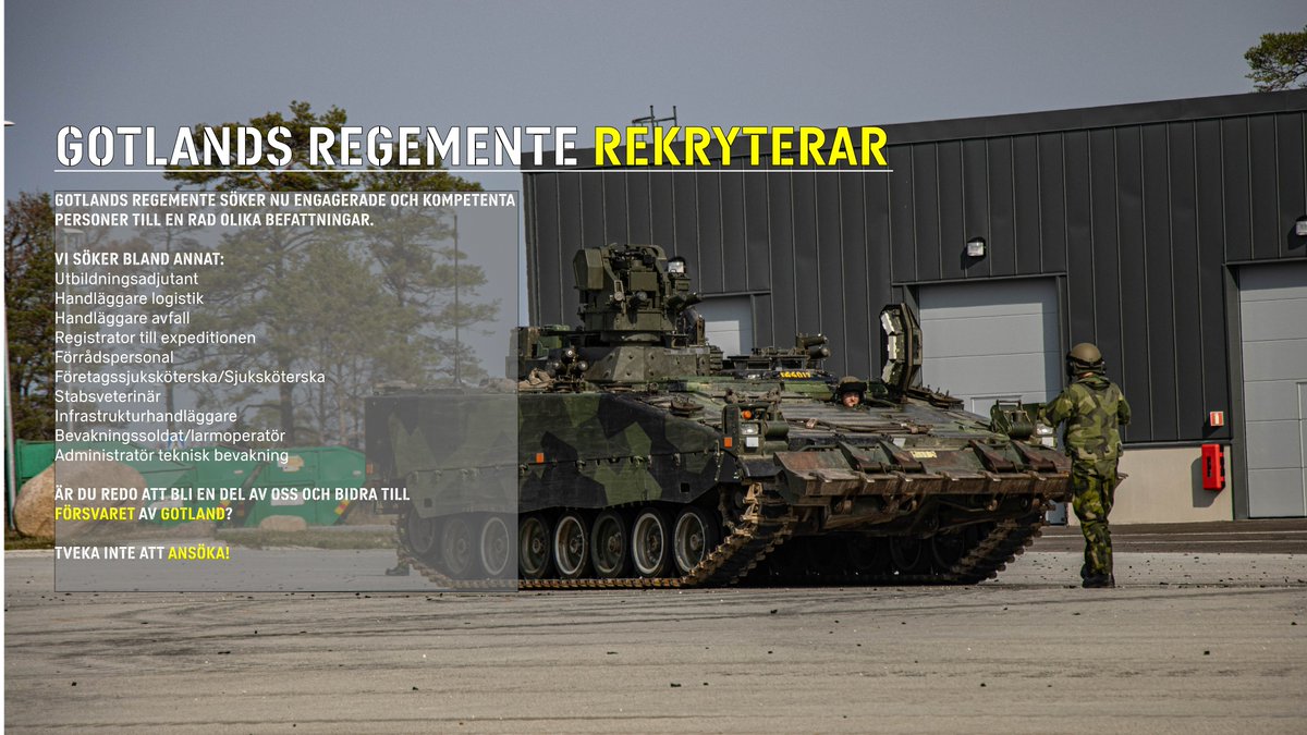 EN ÖKAD TILLVÄXT KRÄVER DUKTIGA MEDARBETARE 
Ansök till Gotlands regemente och bli en del av försvaret av Gotland.