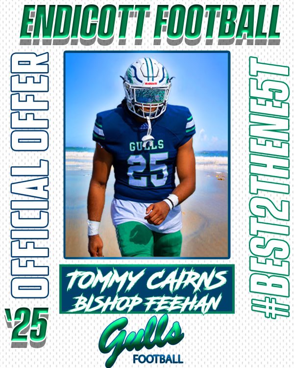 Tommy Cairns (@tommycairns37) on Twitter photo After a great call with @CoachPrattEC I’m honored to receive and offer from <a href="/EndicottFB/">Endicott College Football</a> <a href="/CoachMcGonagle/">Paul McGonagle</a> <a href="/FeehanFootball/">Feehan_Football</a> After a great call with @CoachPrattEC I’m honored to receive and offer from <a href="/EndicottFB/">Endicott College Football</a> <a href="/CoachMcGonagle/">Paul McGonagle</a> <a href="/FeehanFootball/">Feehan_Football</a>