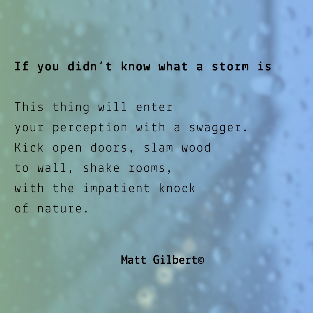 InkSweatTears's tweet image. Today&apos;s poem, &apos;If you didn&apos;t know what a storm is&apos; by Matt Gilbert @RichlyEvocative, captures the atmosphere and ferocity of a storm. 

Read the full poem at the link below, or through the link in our bio: inksweatandtears.co.uk/matt-gilbert-2/