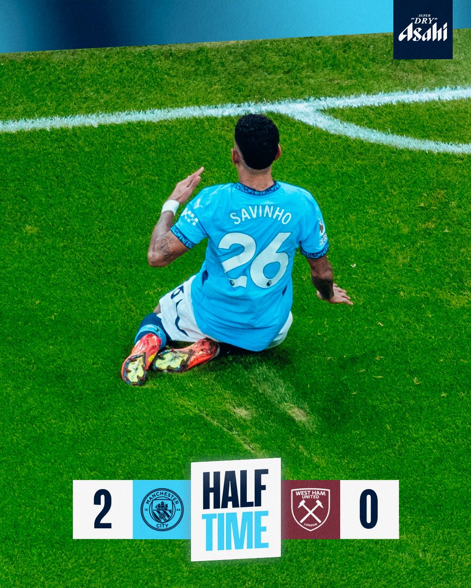 INTERVALO. Já voltamos, Cityzens.

🔵 2 x 0 ⚒️ | #MCIWHU