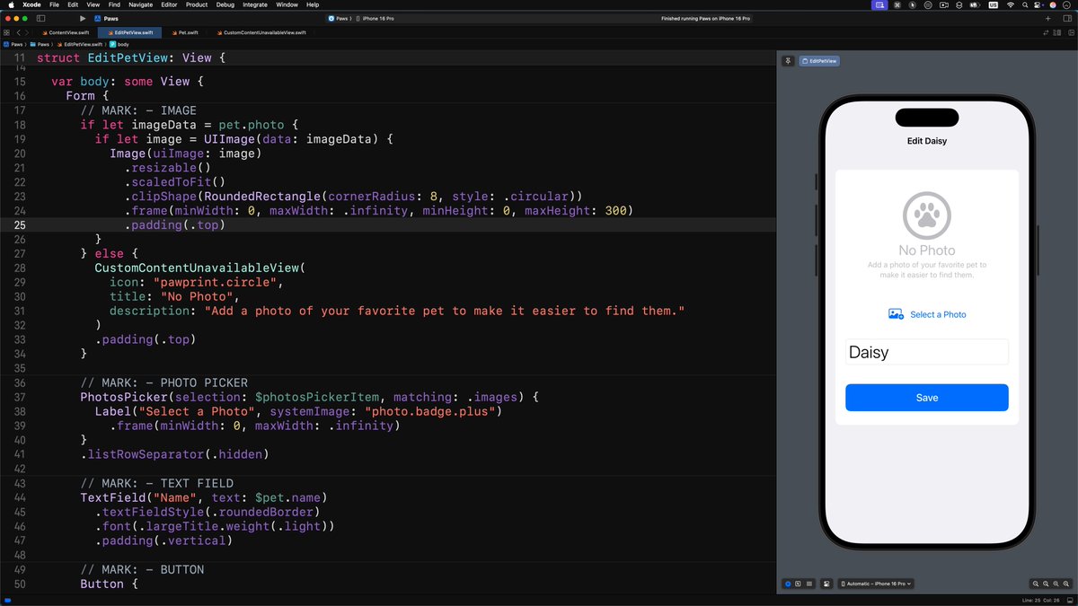 RobertPetras's tweet image. In the third #SwiftData tutorial, we will create a complex form using the native #SwiftUI Photos Picker user interface. More to come soon!