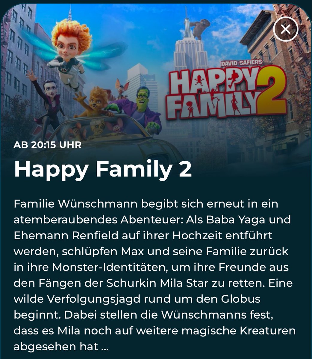 MichaelMack's tweet photo. TV-Tipp für heute Abend, 20:15 Uhr auf SAT.1: die Free-TV Premiere von Happy Family 2! Begleitet Familie Wünschmann auf ihrem fantastischen Abenteuer rund um die Welt und denkt daran, „Nobody is perfect“ ;-) #MackAnimation https://t.co/98XgLCcrh4