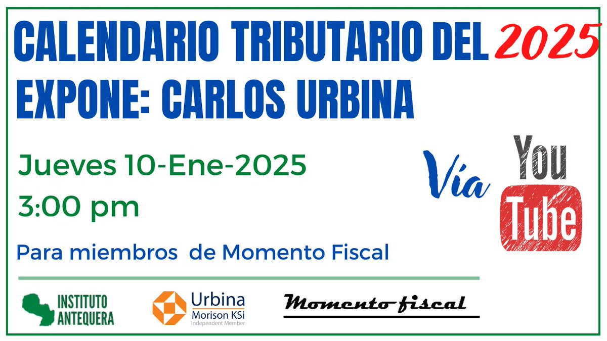 Este jueves 10 de enero compartiremos las fechas más importantes del calendario tributario 2025. Házte miembro de nuestro canal y participa.
youtube.com/live/YU2AGLT_O…