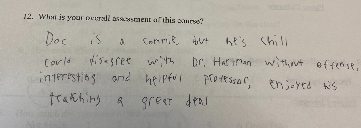 One of my favorite course evaluations ever.