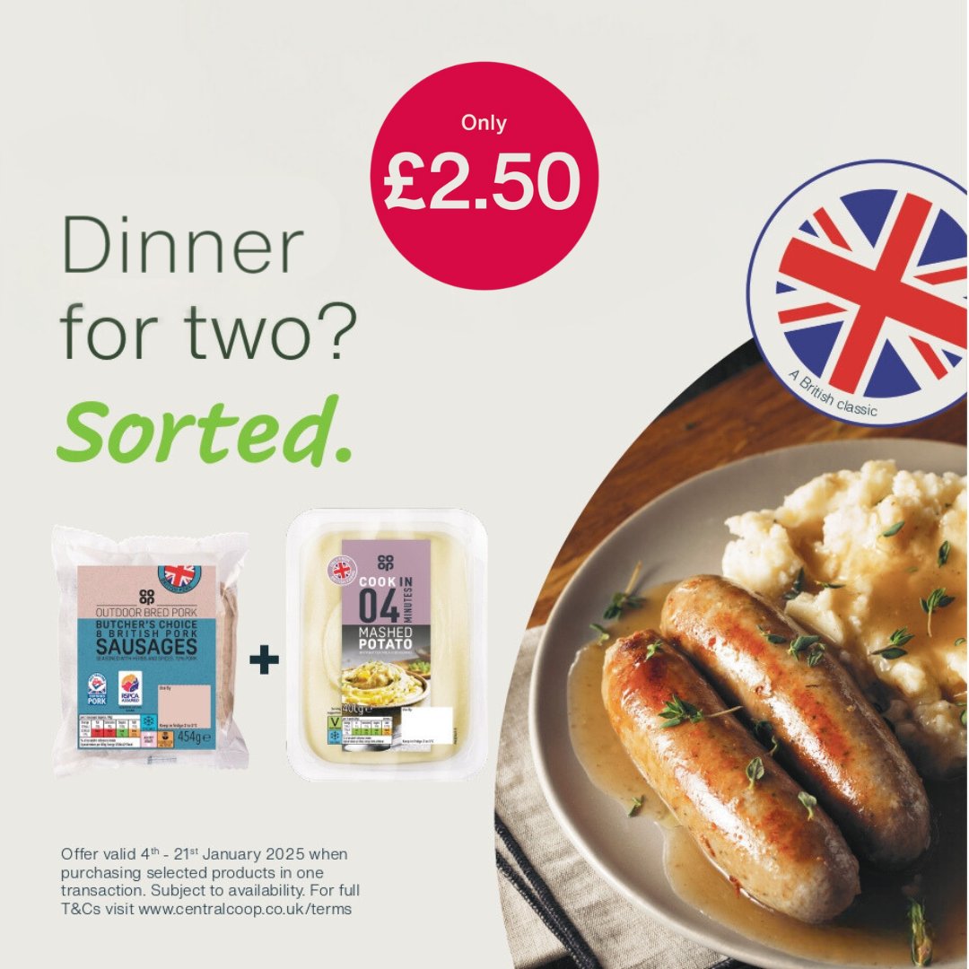 So, the festivities are over, and the temperature is dropping🥶😔
 
This calls for the ultimate comfort meal...

Sausage and mash it is, for just £1.25 per person!🥔
