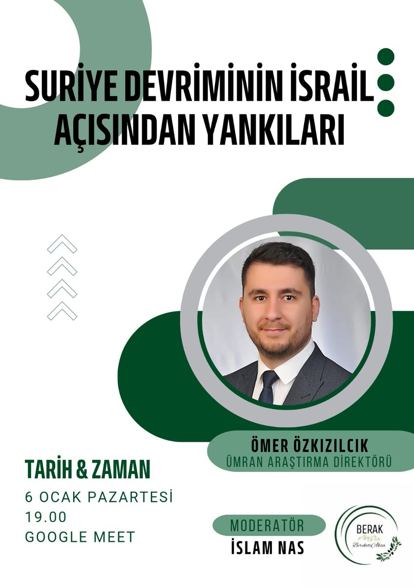 2011 yılında başlayan Suriye Devrimi, 13 yıl 8 ay 23 gün sonra 8 Aralık 2024'te Şam'ın ele geçirilmesi ve 61 yıllık Baas rejiminin devrilmesi ile sonuçlandı. Rejimin devrilmesinin yankılarını Ümran Araştırma Direktörü Ömer Özkızılcık ile ele alacağız  

chat.whatsapp.com/EcA0MLkGCNS8q1…