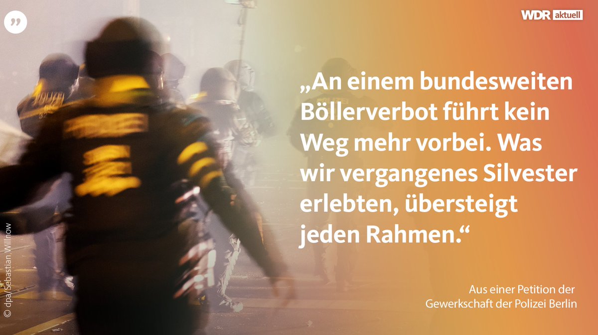 WDRaktuell's tweet photo. Mehr als 600.000 Menschen haben seit Silvester eine Petition der @GdPHauptstadt unterzeichnet, in der sie ein bundesweites Böllerverbot fordert. Während des Jahreswechsels waren fünf Menschen durch Böller ums Leben gekommen. Zahlreiche wurden verletzt.
https://t.co/LBwjNXwcvl https://t.co/og4QNsppNv