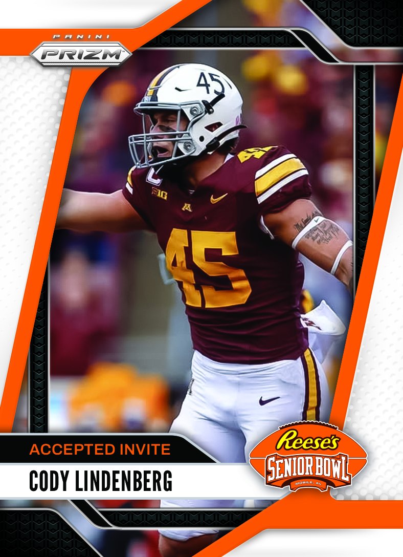 Reese's Senior Bowl (@seniorbowl) on Twitter photo It’s OFFICIAL! LB Cody Lindenberg <a href="/cody_lindenberg/">Cody Lindenberg</a> from <a href="/GopherFootball/">Minnesota Football</a> accepted his invite to the 2025 Reese's Senior Bowl!!! #RTB #SkiUMah #Gophers #BestOfTheBest #TheDraftStartsInMOBILE™️
@JimNagy_SB <a href="/PaniniAmerica/">Panini America</a> #RatedRookie It’s OFFICIAL! LB Cody Lindenberg <a href="/cody_lindenberg/">Cody Lindenberg</a> from <a href="/GopherFootball/">Minnesota Football</a> accepted his invite to the 2025 Reese's Senior Bowl!!! #RTB #SkiUMah #Gophers #BestOfTheBest #TheDraftStartsInMOBILE™️
@JimNagy_SB <a href="/PaniniAmerica/">Panini America</a> #RatedRookie