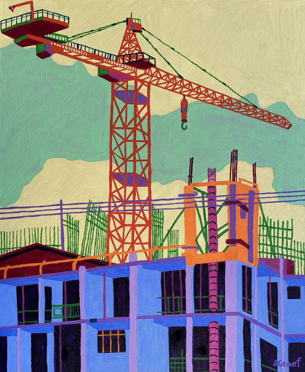 GraefArt's tweet photo. Construction sites are fascinating!

#contemporaryart #urbanlandscapes #cityscapes #paintingthetown  #colorfulcities #boldcolor #constructionsites #newbuilding https://t.co/m1Lw235mSF