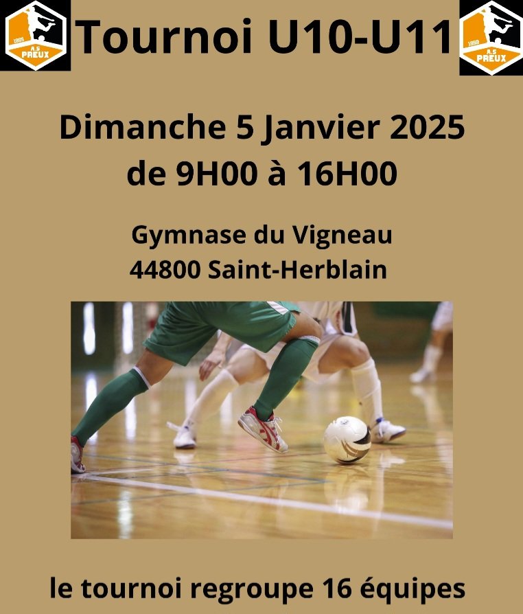 AspreuxFoot's tweet photo. Demain 5 janvier 2025 , Challenge Sylvie  Aubert à la salle omnisports du Vigneau. 
@LigueFootLFPL 
@saintherblain https://t.co/p7WlUKNIKV