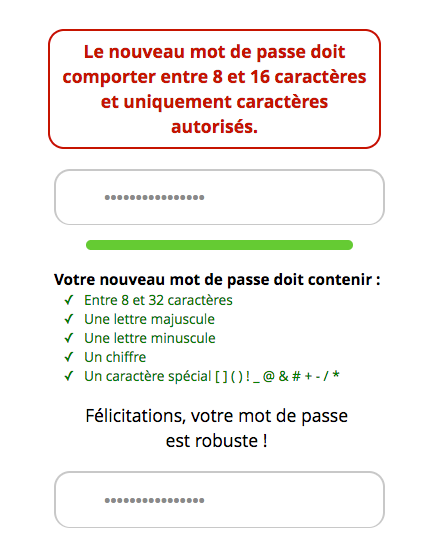 Gruntosaure's tweet photo. Bonjour @freebox 
Un bug lors du changement de mot de passe du compte free : on nous indique que le MdP doit être  entre 8 et 32 mais cela génère une erreur qui nous dit que le mot de passe doit être en 8 et 16 :/ https://t.co/xDLNhz4gB7