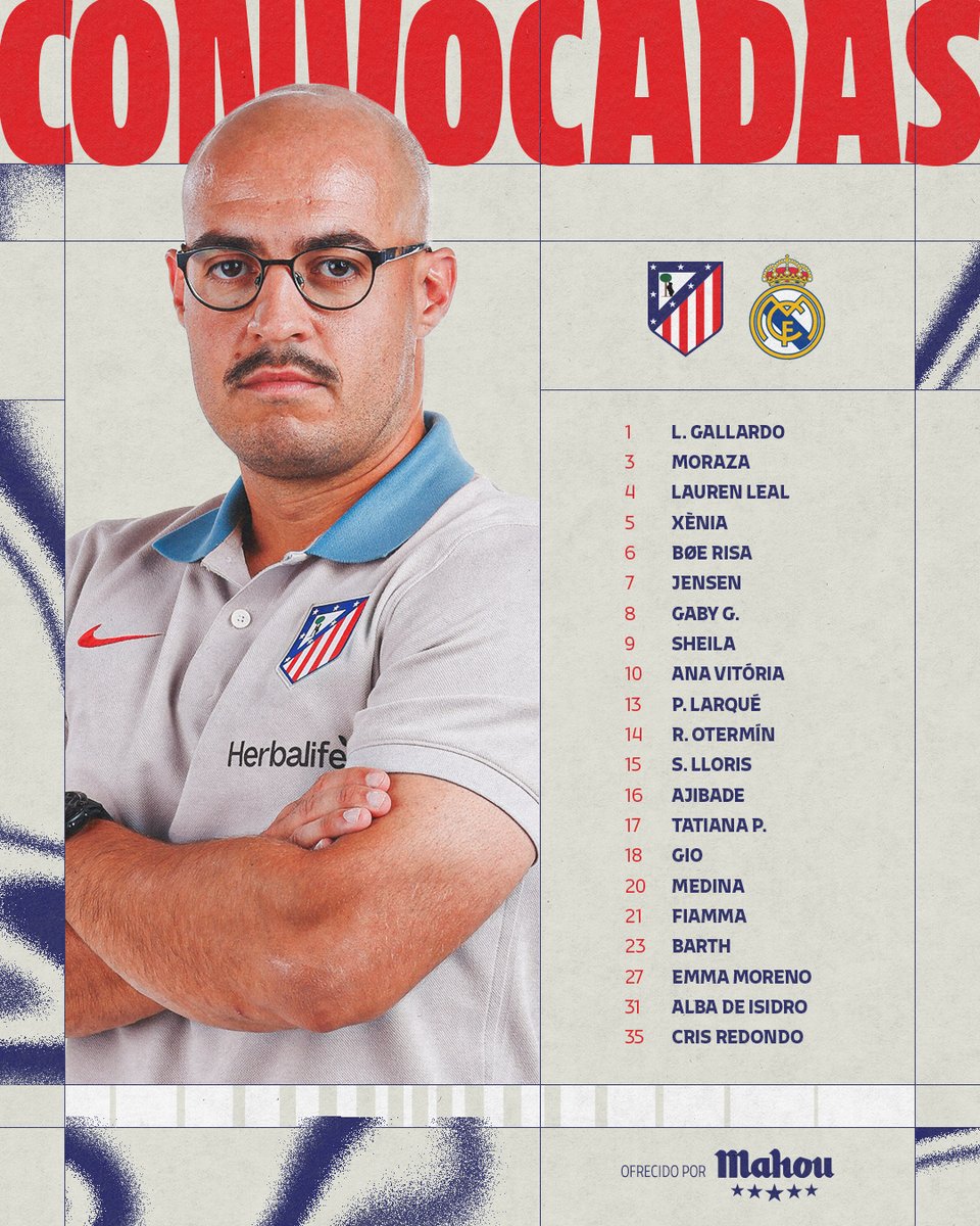 AtletiFemenino's tweet photo. La convocatoria para el derbi📋 https://t.co/m0frSnOLVI