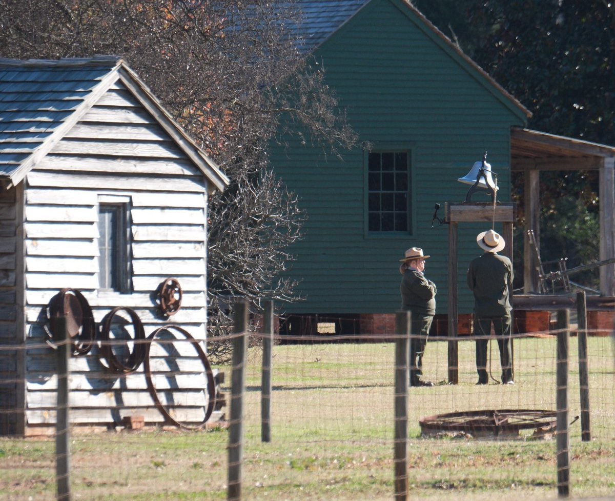 The motorcade paused at the Jimmy Carter Boyhood Farm in Archery, Georgia, where Karen Barry and Randy Dillard of the National Park Service rang the farm bell 39 times to commemorate President Carter’s service as the 39th U.S. president.