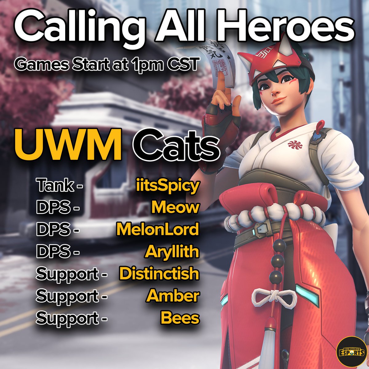 The Cats Strike Back! Our Calling All Heroes team competes once again today in the Last Chance Qualifiers for a seat in the Rising Division Championship! Tune in at 1pm CST to watch the 4th seeded team fight their way to the top!

twitch.tv/iitsspicy

#UnitedWeRoar 🐾