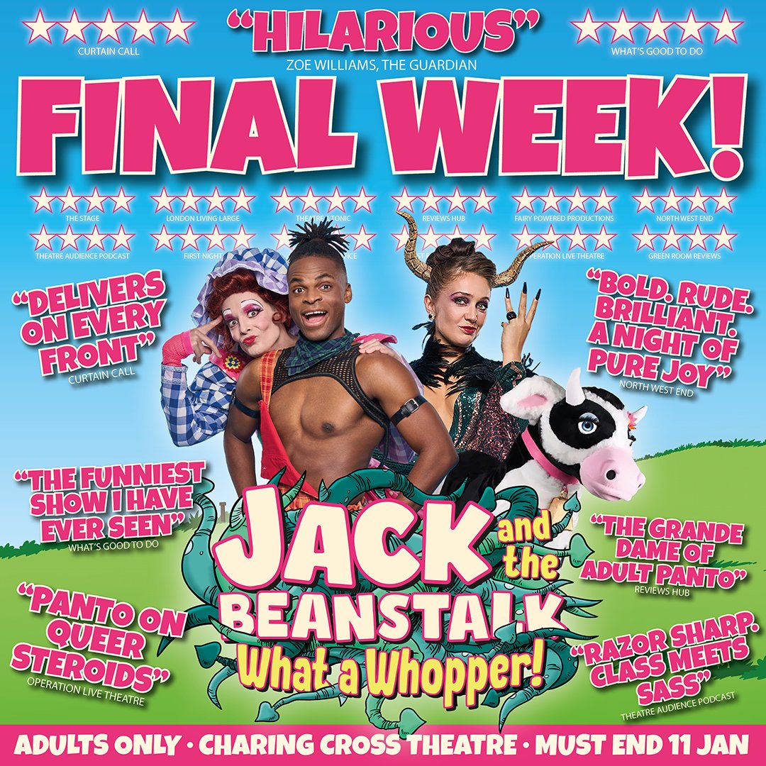 Thank you to everyone who has joined us so far in the little Yorkshire village of Upper Bottom (via Charing Cross). You've been brilliant! If you haven't, you have till NEXT SATURDAY 11 JAN to see Jack and his stalk including two shows tomorrow (Sunday)